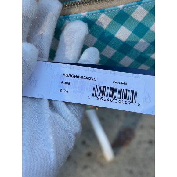Dooney & Bourke Aqua Gingham and Vachetta Pouchette Crossbody Bag NWT *READ* - Picture 2 of 16